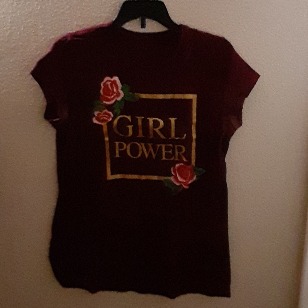 Maroon girl power tee